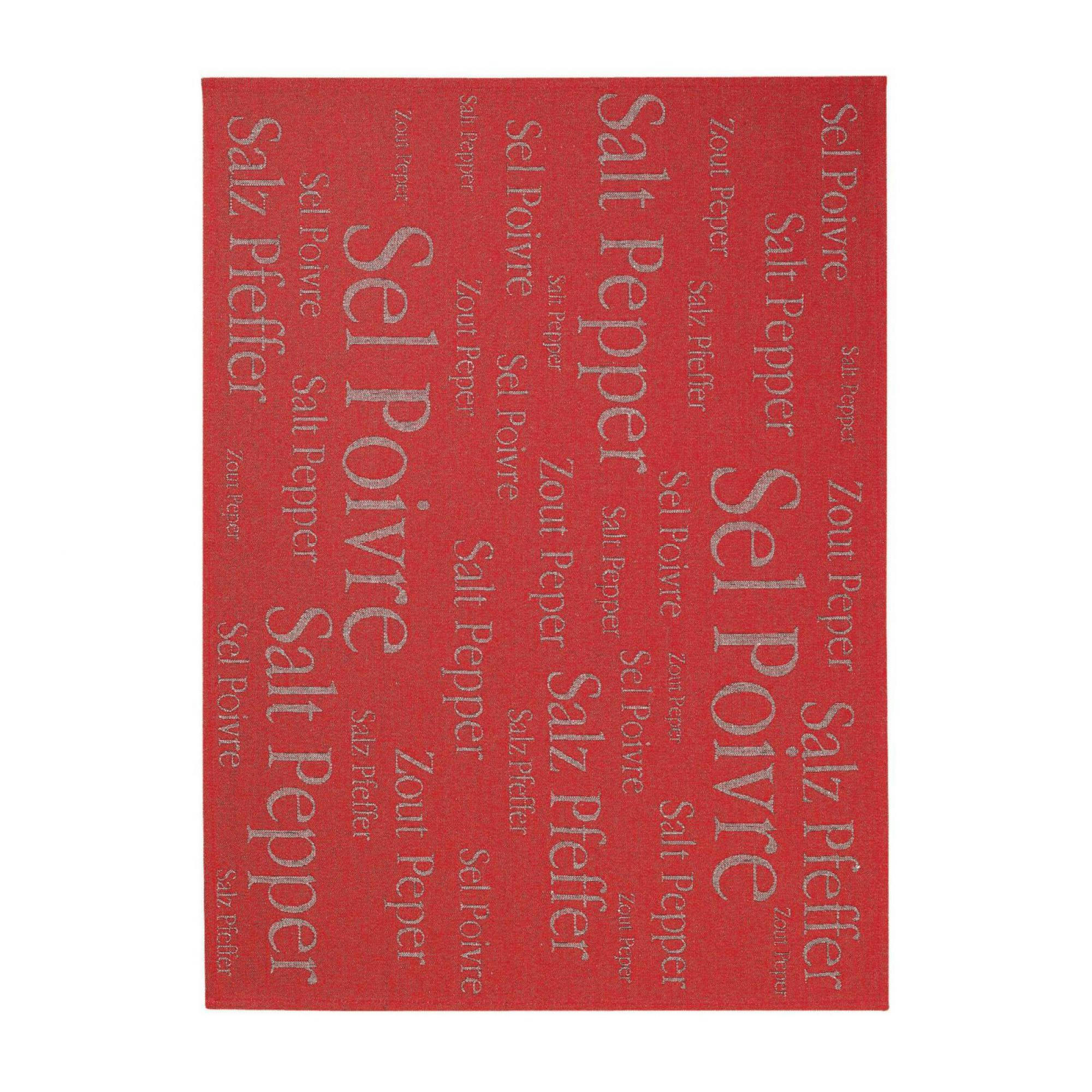 SEL & POIVRE - Torchon metis  en coton rouge 50 x 70