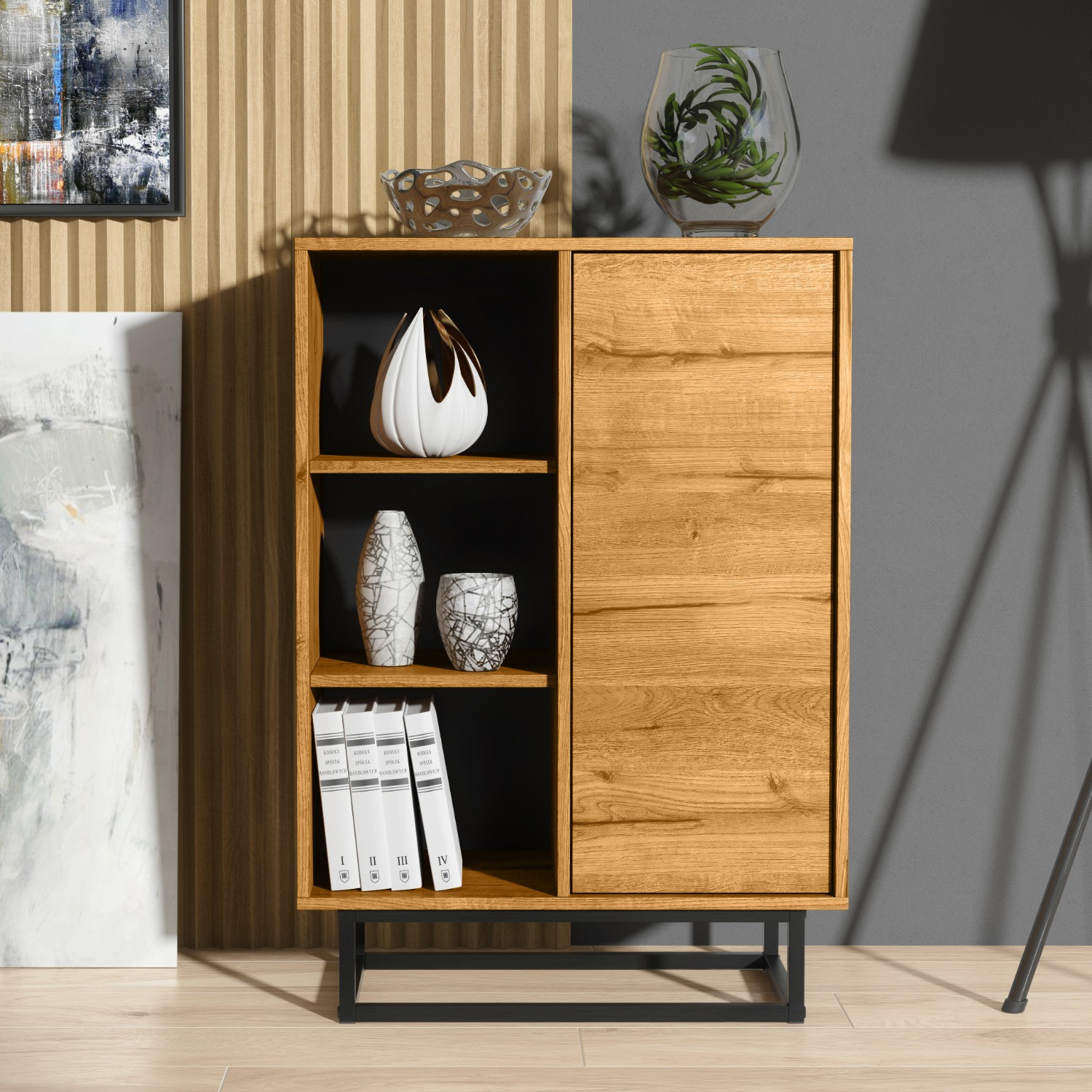 Komoda RTV 100cm Loft ONE FURNITURE - Laminat Dębowy