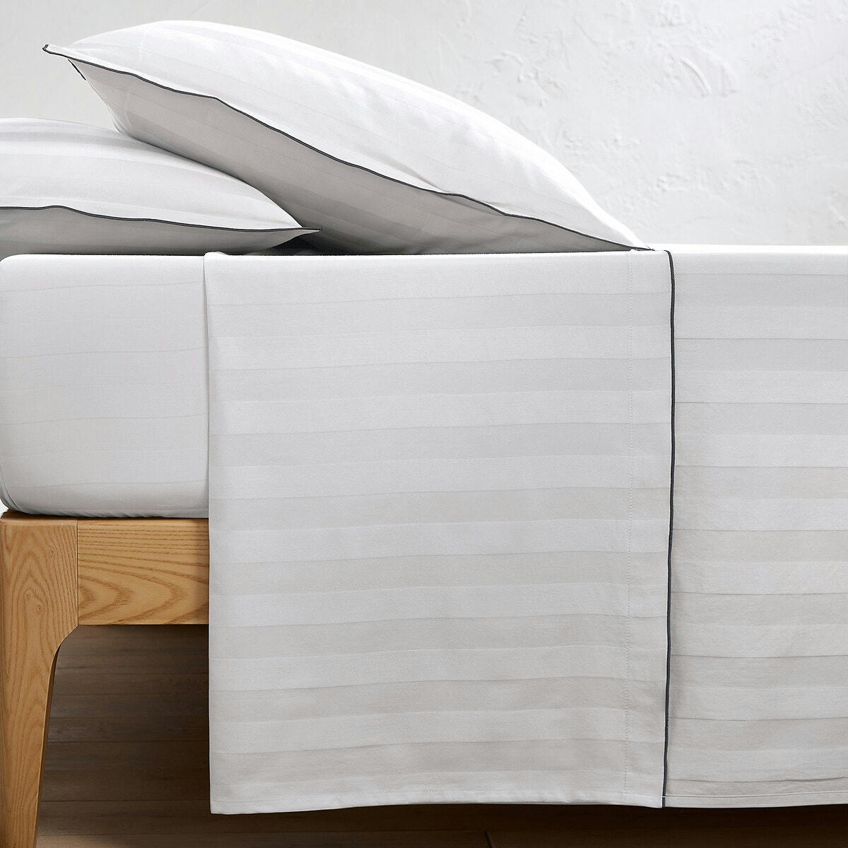 Drap plat satin de coton lavé, Victor rayé