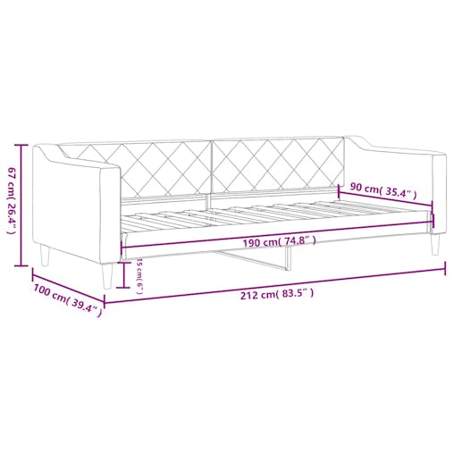 NNEVL Day Bed Dark Grey 90x190 cm Fabric