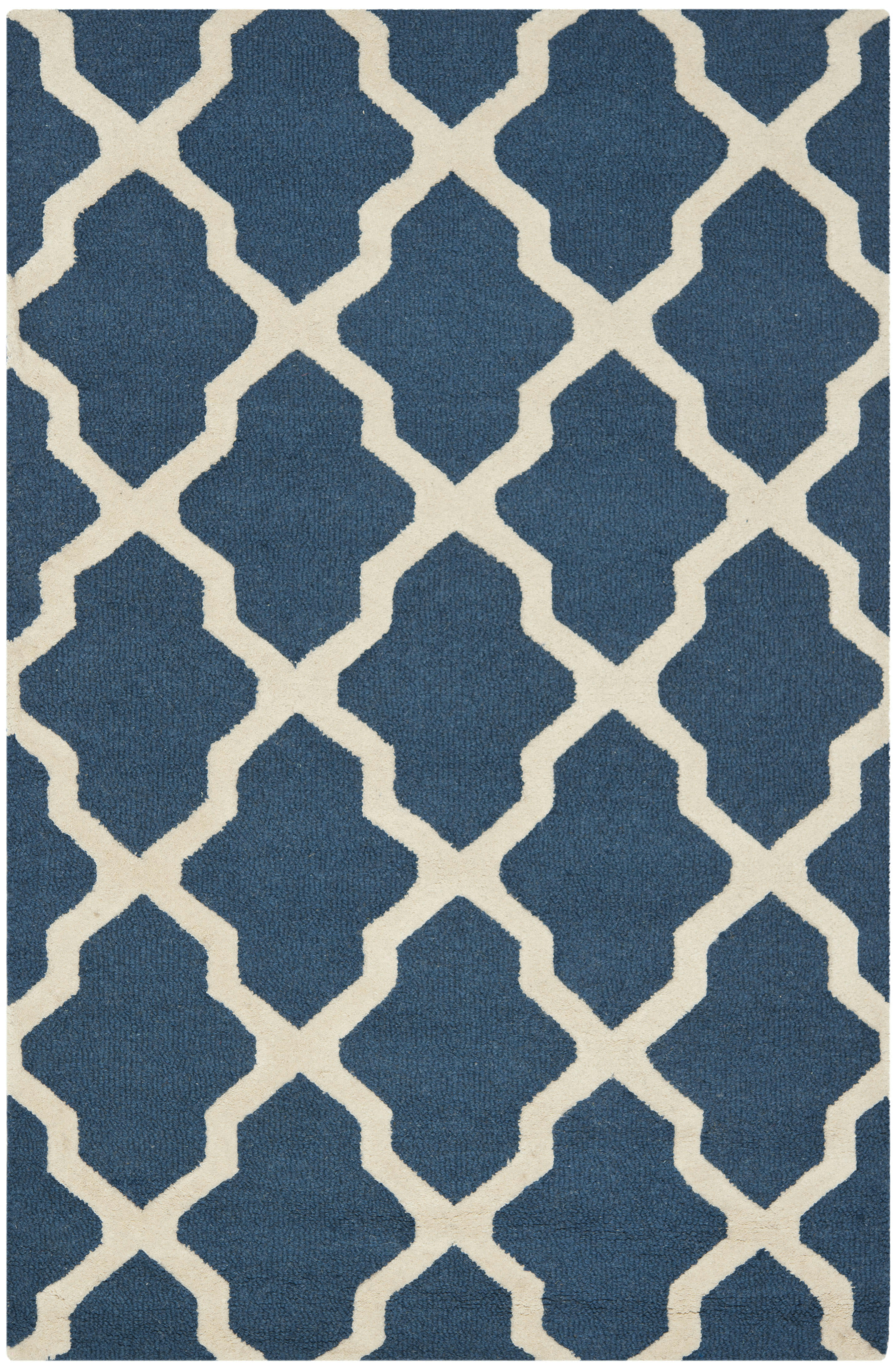 CAMBRIDGE - Tapis de salon interieur en bleu marine & ivoire, 122 x 183 cm