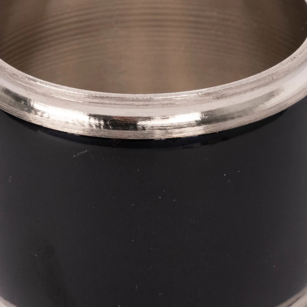 Anel de Guardanapo Esmalte Preto e Prata PARTY