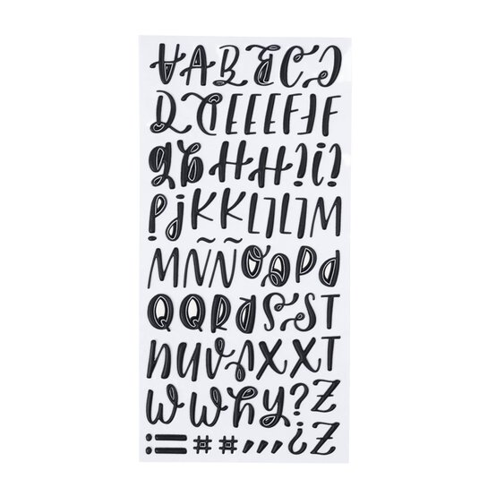 Matt Black Uppercase Puffy Script Alphabet Stickers