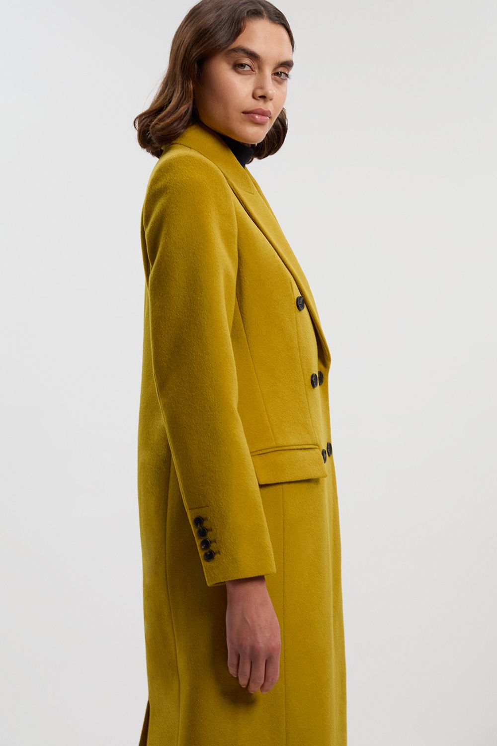 KarenMillen Petite Brushed Wool Double Breasted Tailored Midi Coat
