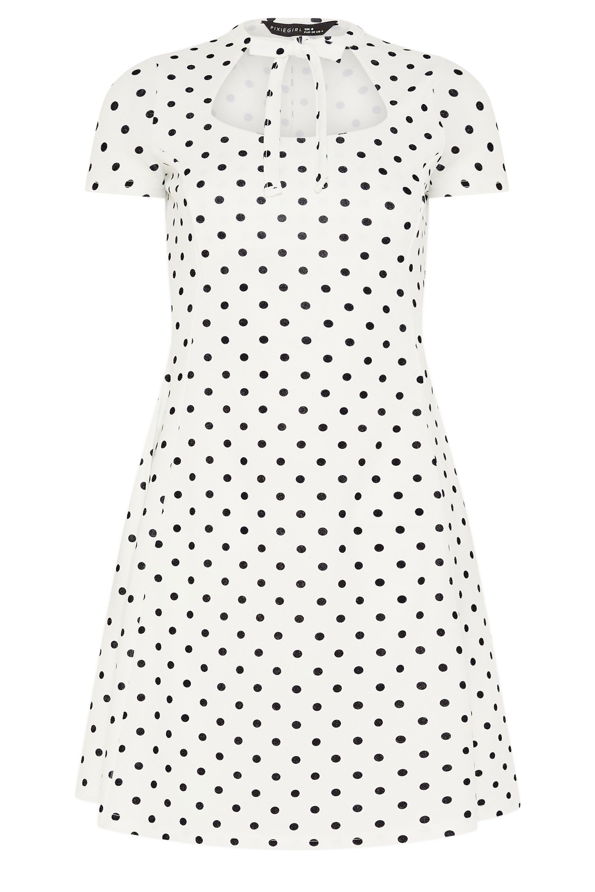 PixieGirl Petite Polka Dot Tie Detail Mini Dress