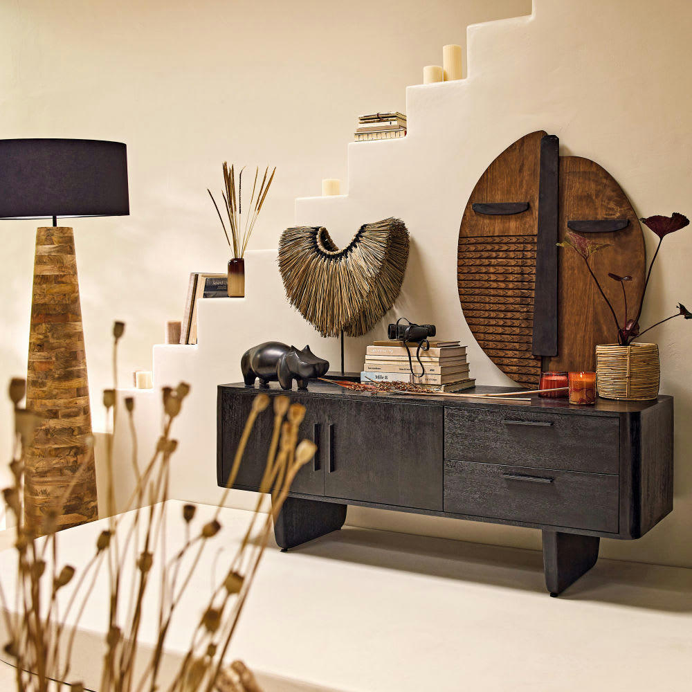 - Déco à poser hippopotame stylisé noir