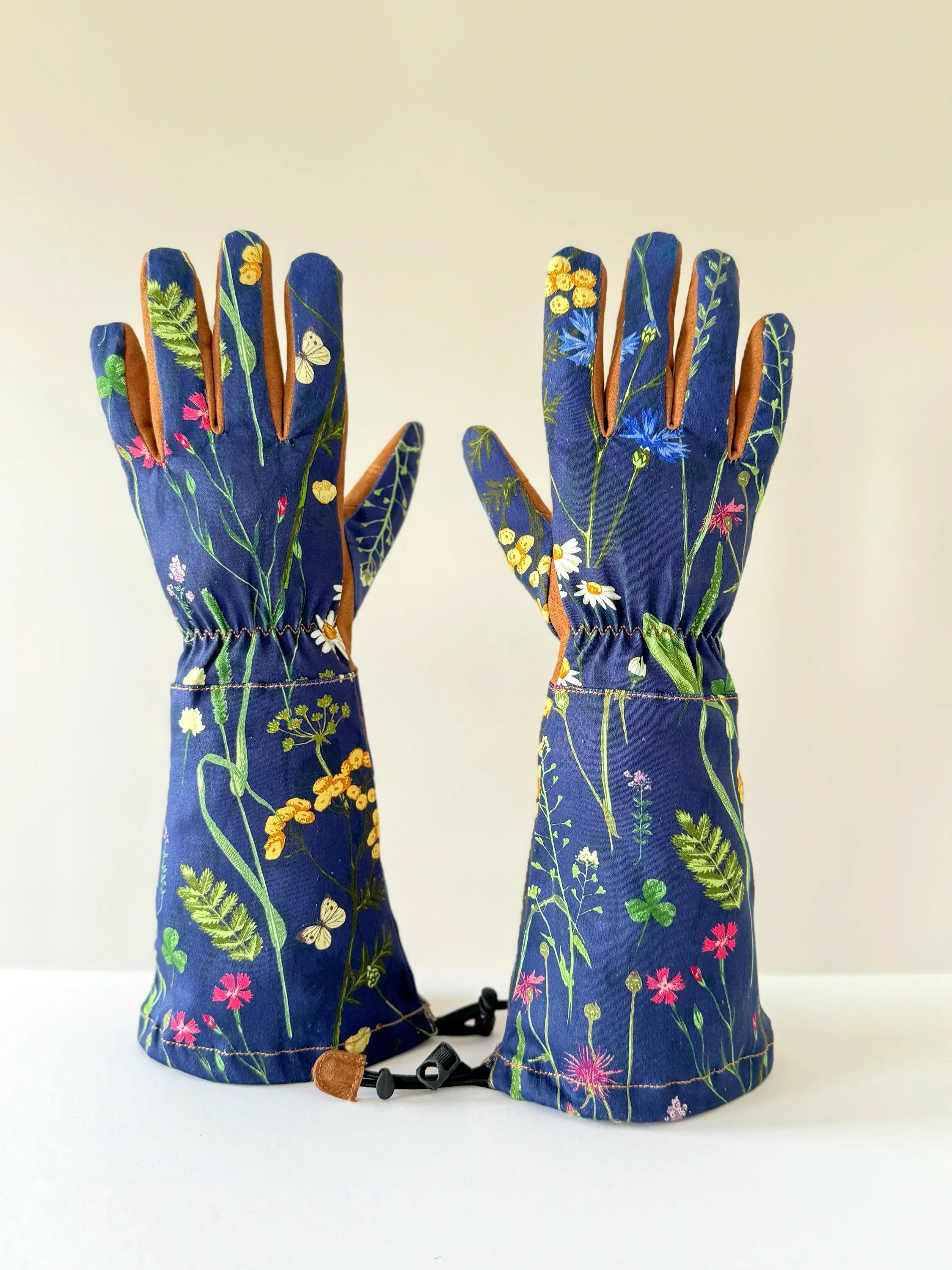 Floral Garden Gloves: Long Cotton Twill Arm Protection (Size S,M,L)