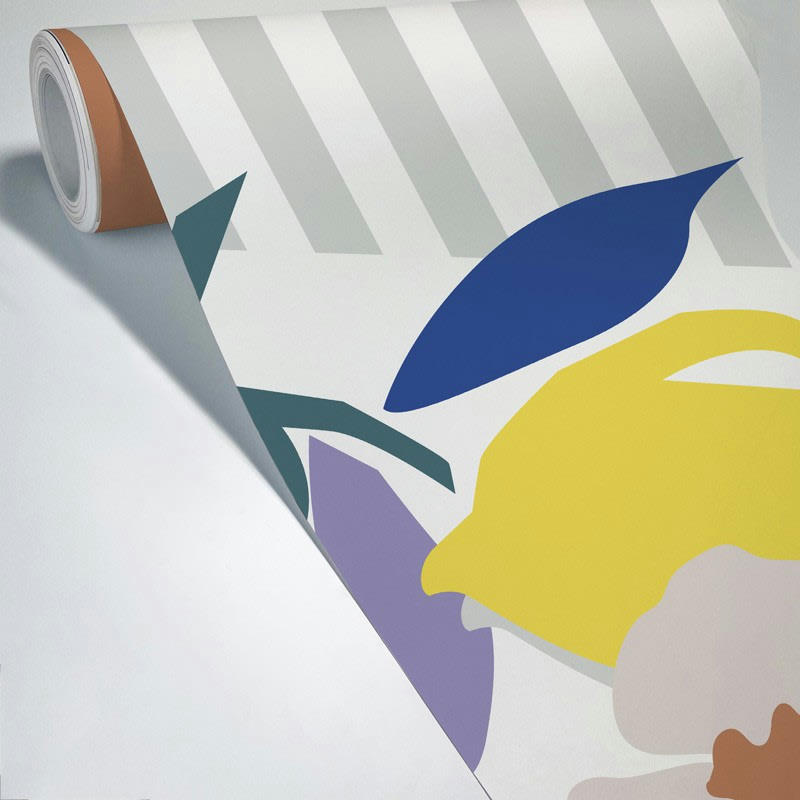 FRAICHEUR - Papier Peint Panoramique L336xH270cm Multicolore Rayures