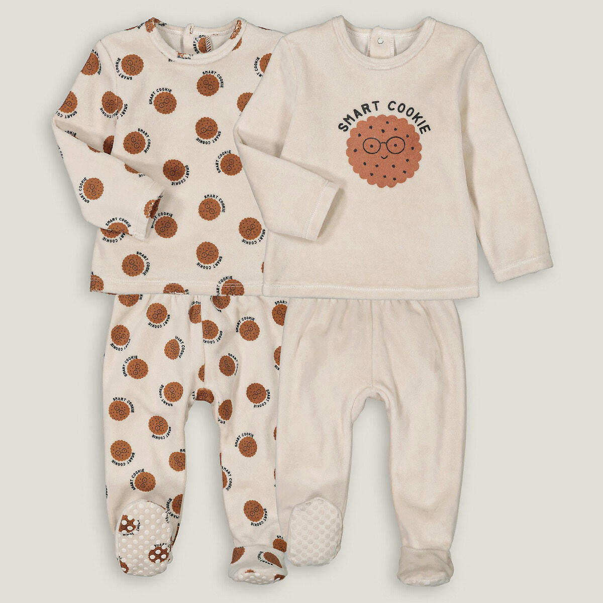 Lot de 2 pyjamas 2 pièces velours, motif cookies