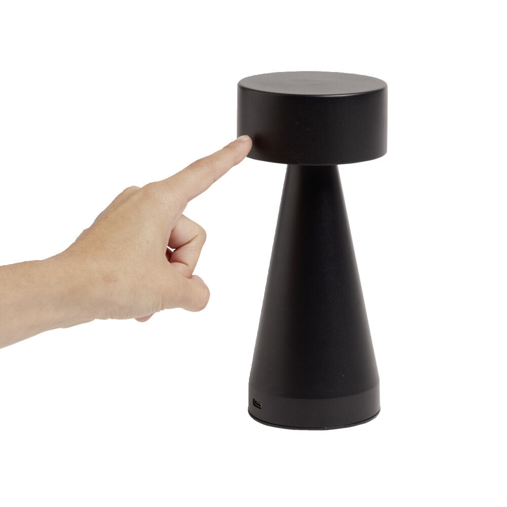 Lampe de table Squari USB tactile noire Ø9,5xH22,5cm