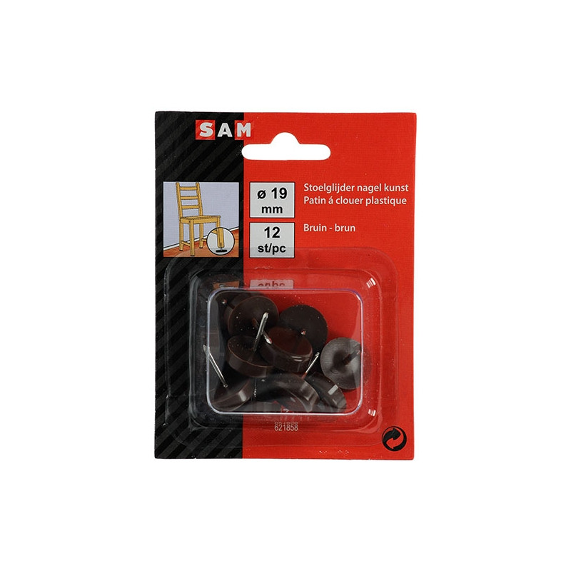 Patin en PVC à clouer brun Ø 19 mm 12 pièces