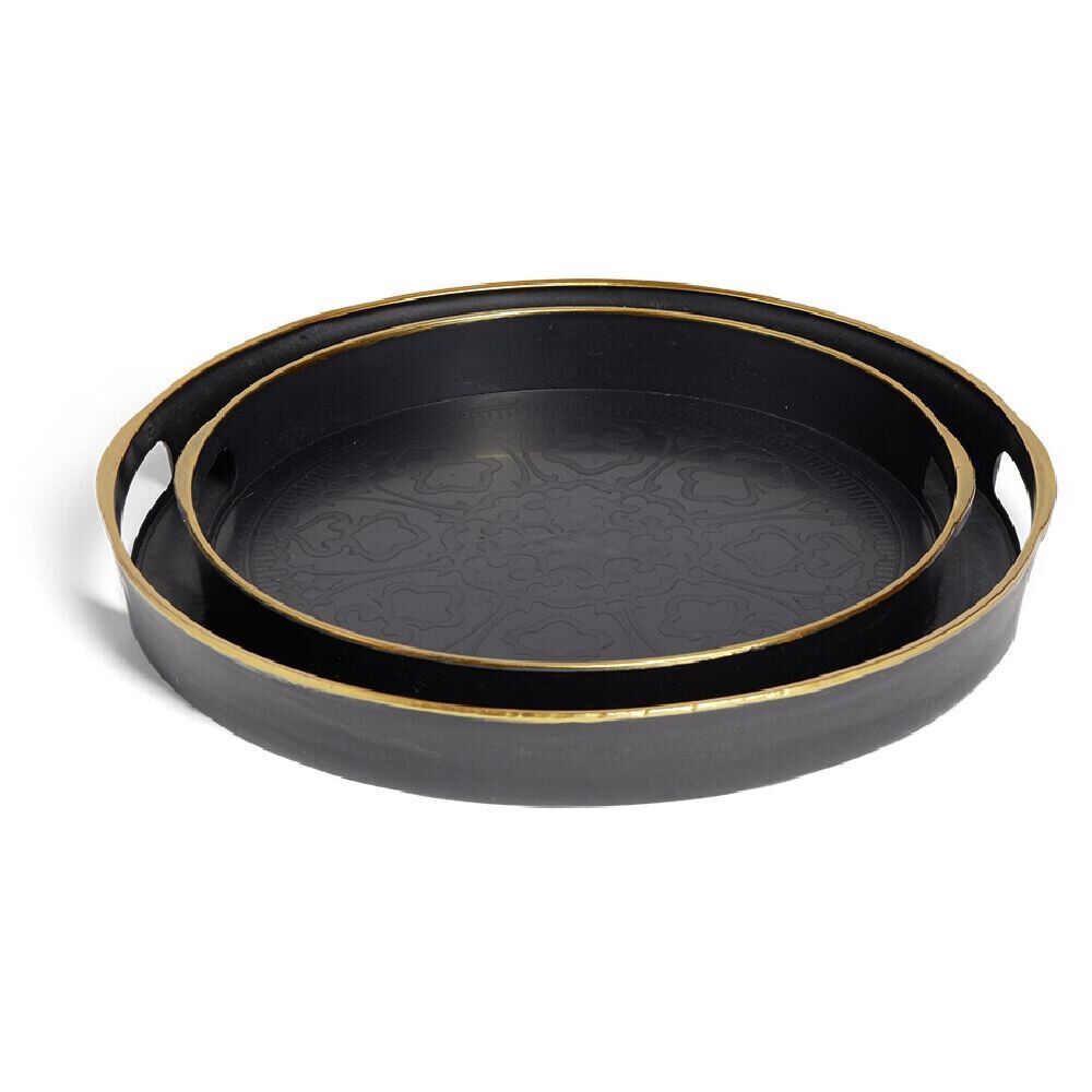 Lot de 2 plateaux Ø29cm et Ø36cm plastique noir