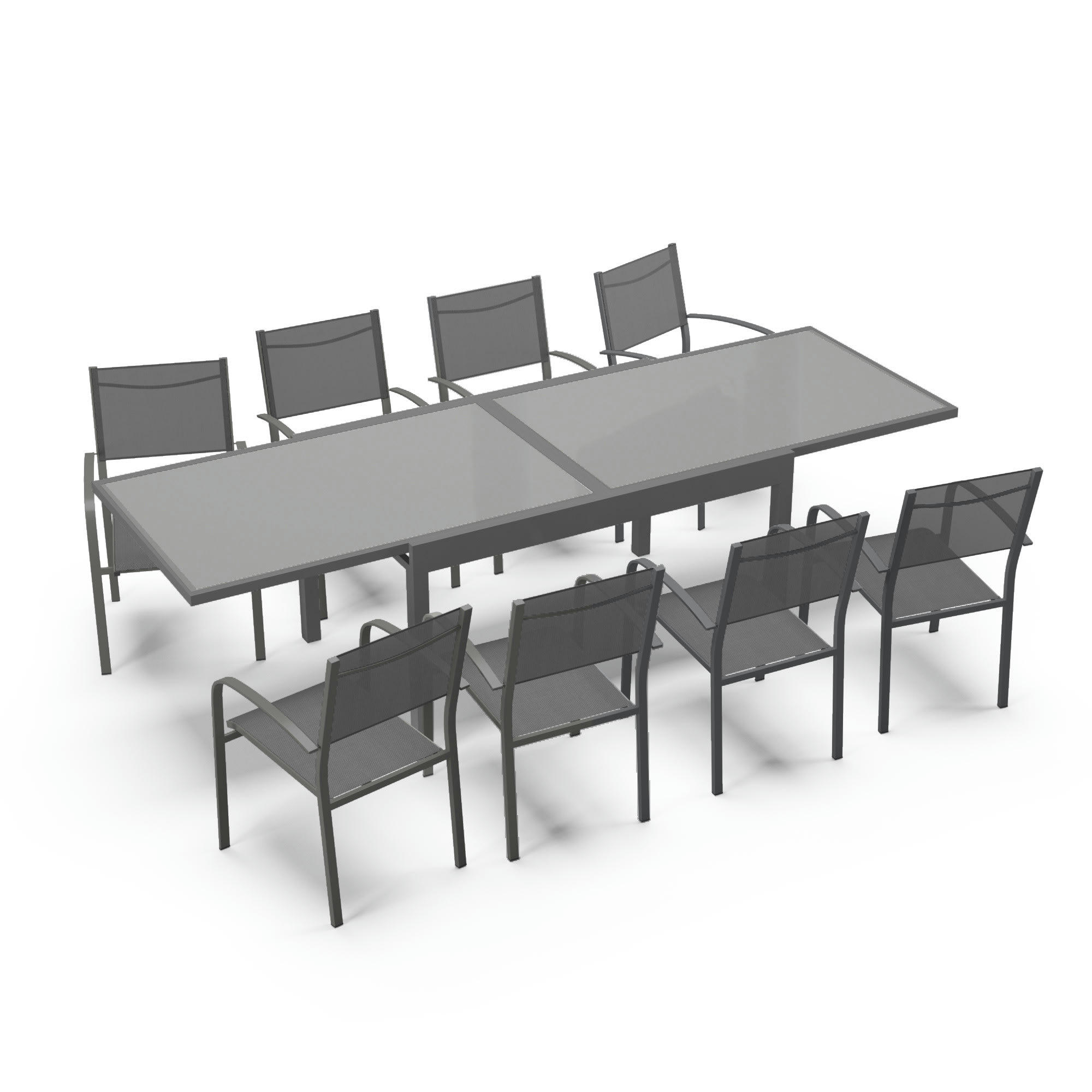 LIO 8 - Table de jardin 8 personnes en aluminium gris anthracite