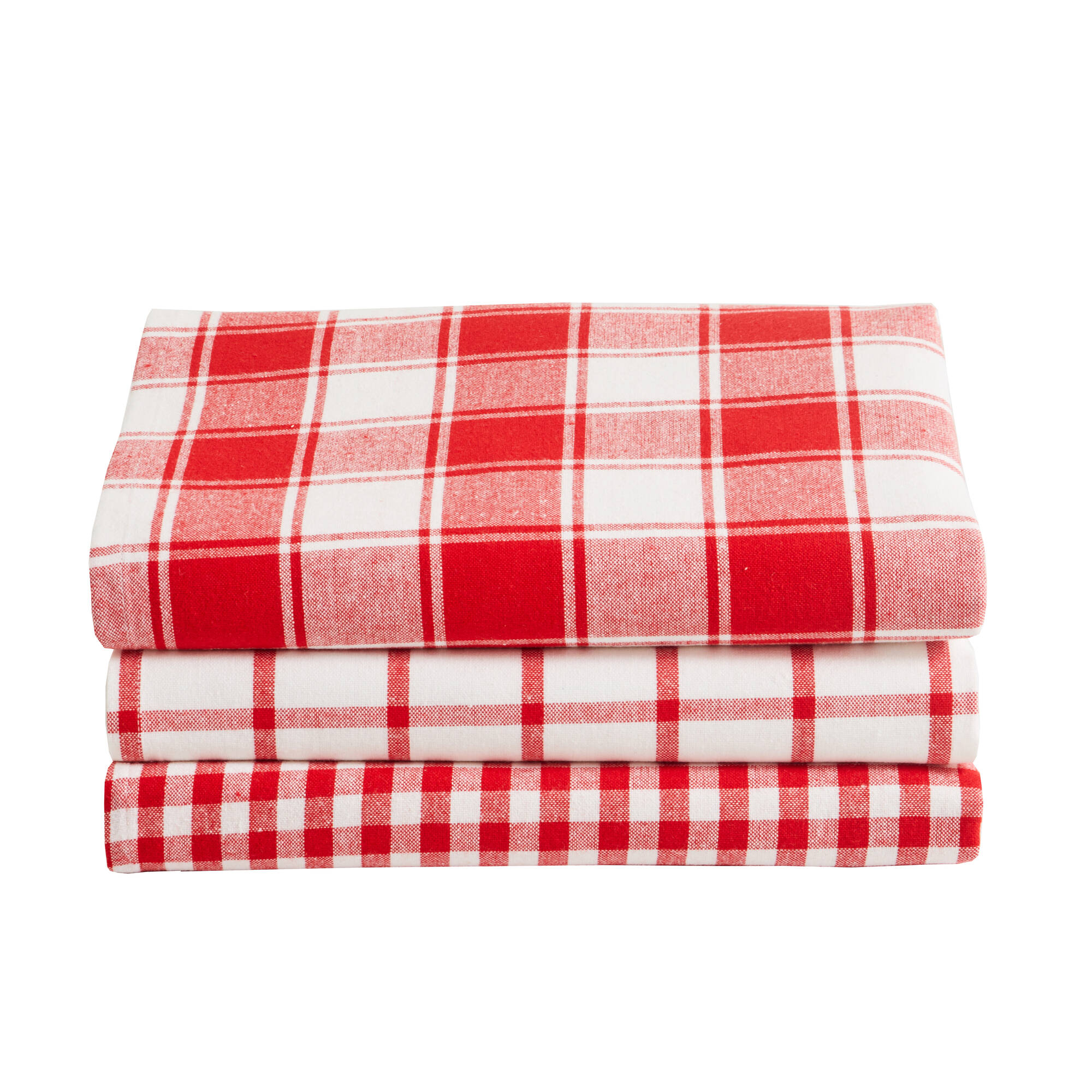 Torchon carreaux coton tissé teint - lot de 3