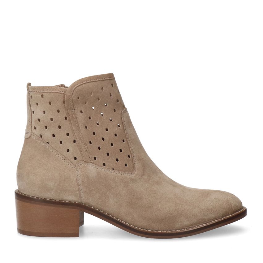 Manfield Beige suède enkellaarsjes