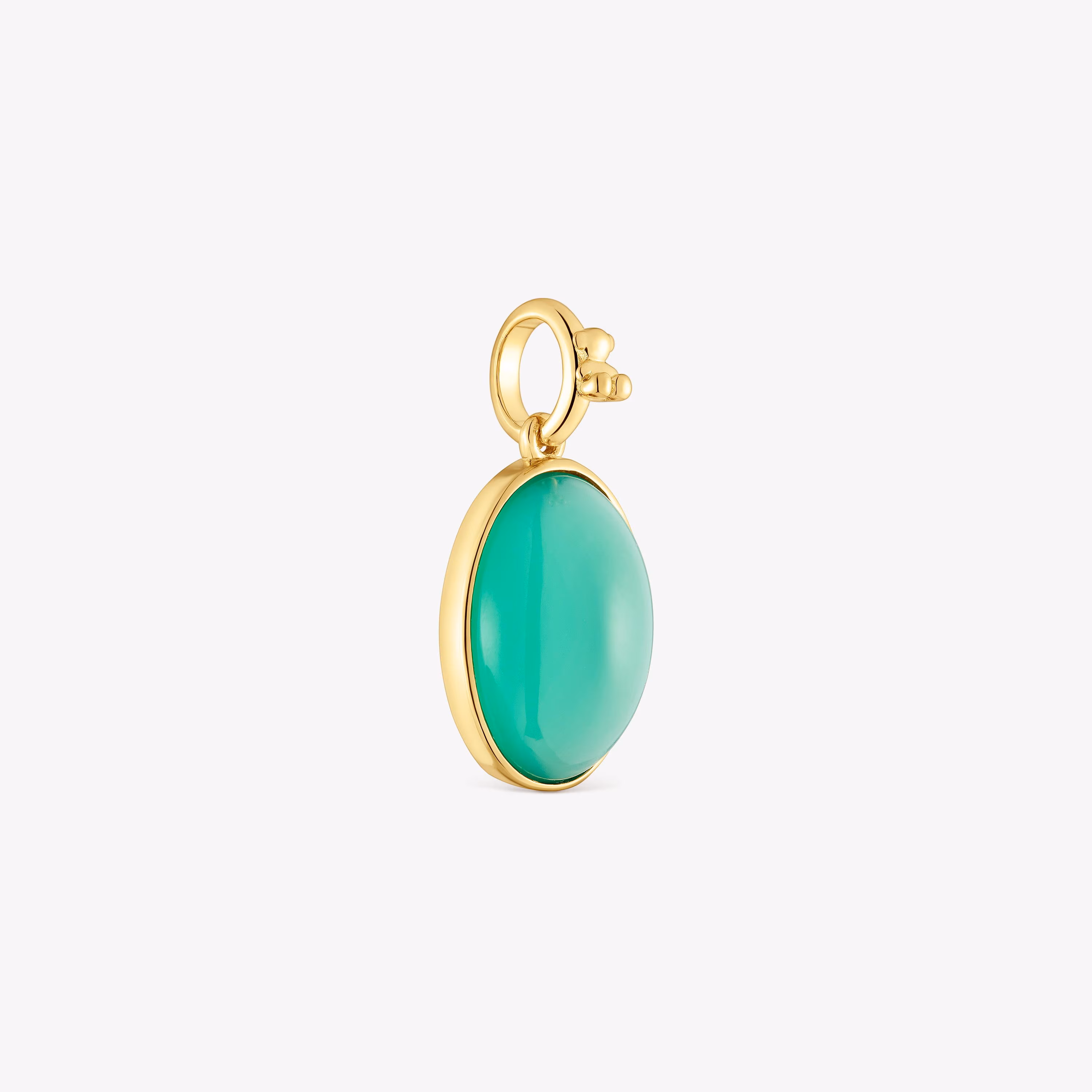 Colgante pequeño con baño de oro 18 kt sobre plata y calcedonia verde Medallions