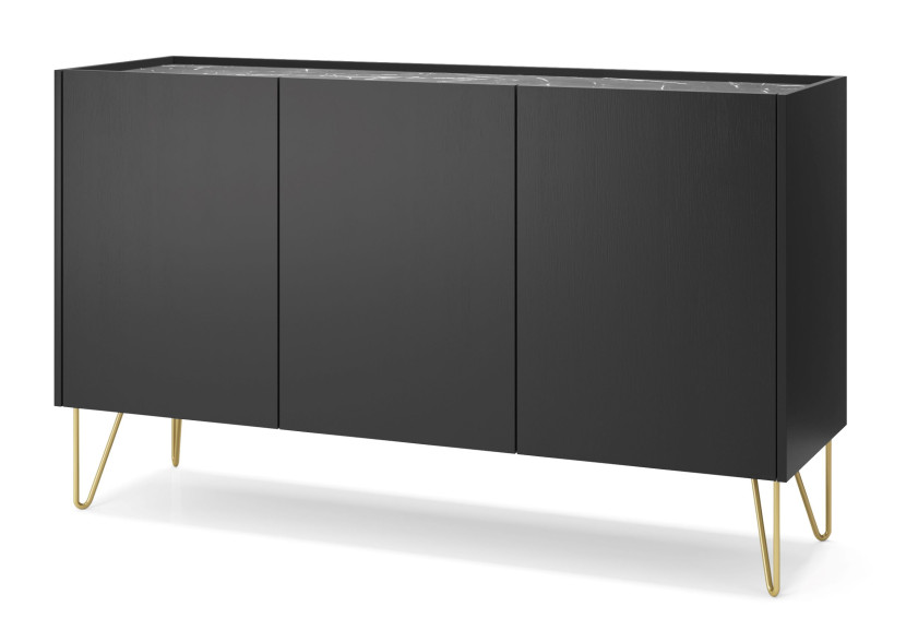 Komoda RTV Glamour Czarny Grafit Szafka RTV 144 cm