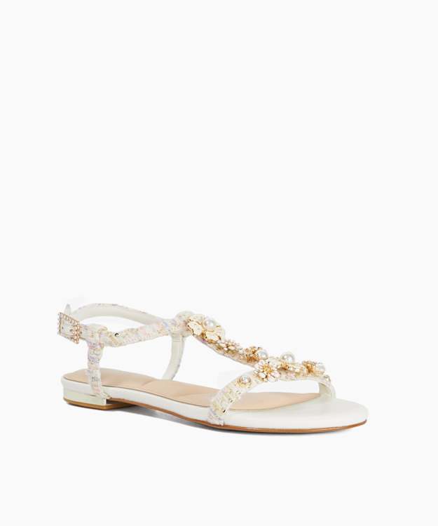 Nature Multi - Embellished T Bar Wide Fit Sandals