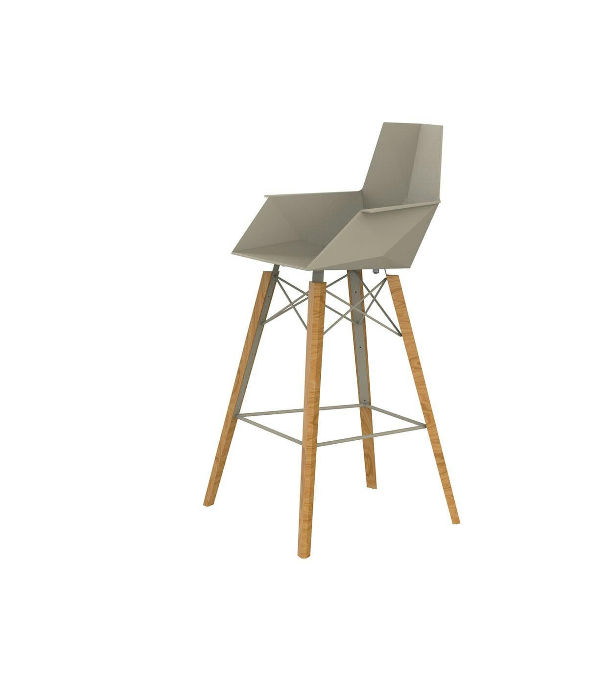 FAZ WOOD - Tabouret de bar avec accoudoirs écru