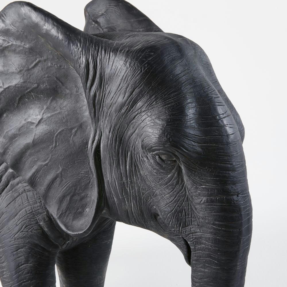HATHI - Statue éléphant noire mate H72