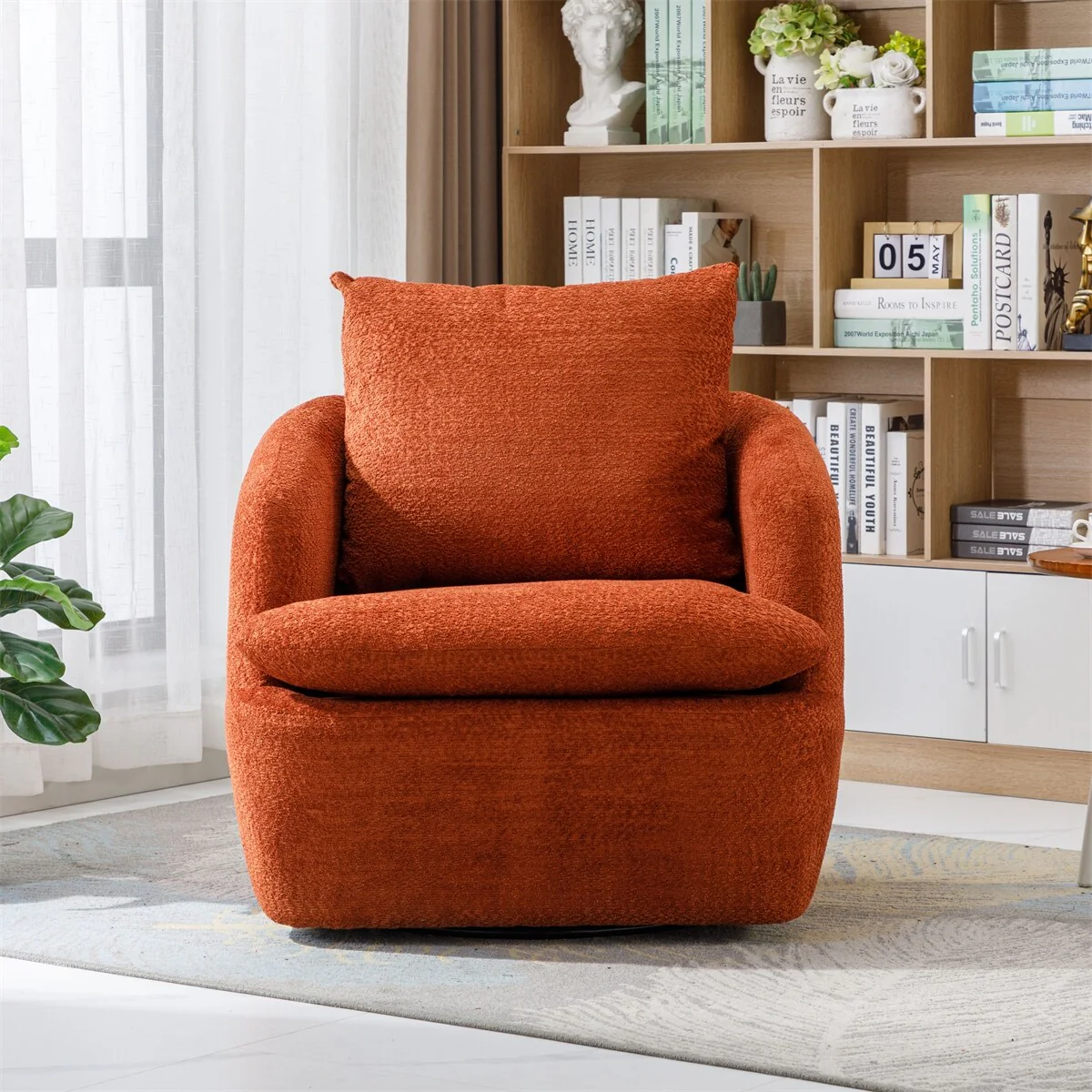 360 Degree Swivel Barrel Club Chair, Leisure Arm Chair for Living Room