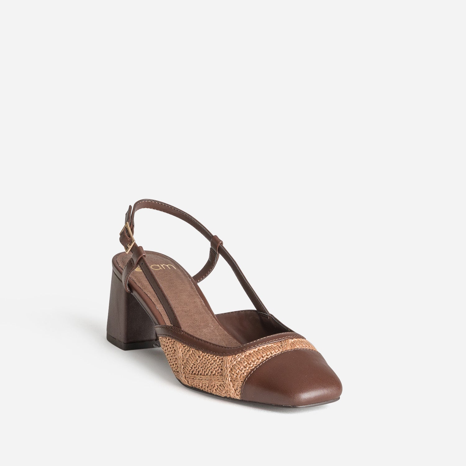 Escarpin slingback marron avec tressage