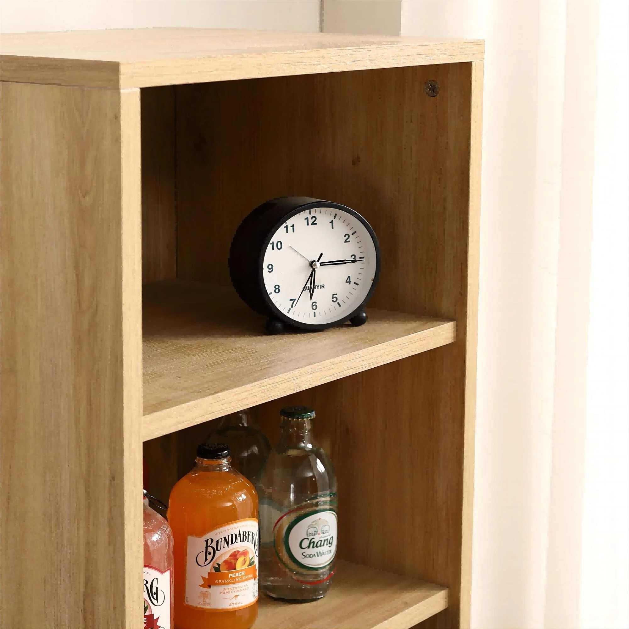 Natural Rattan Mesh Side Cabinet - Large Storage Space for Living Room