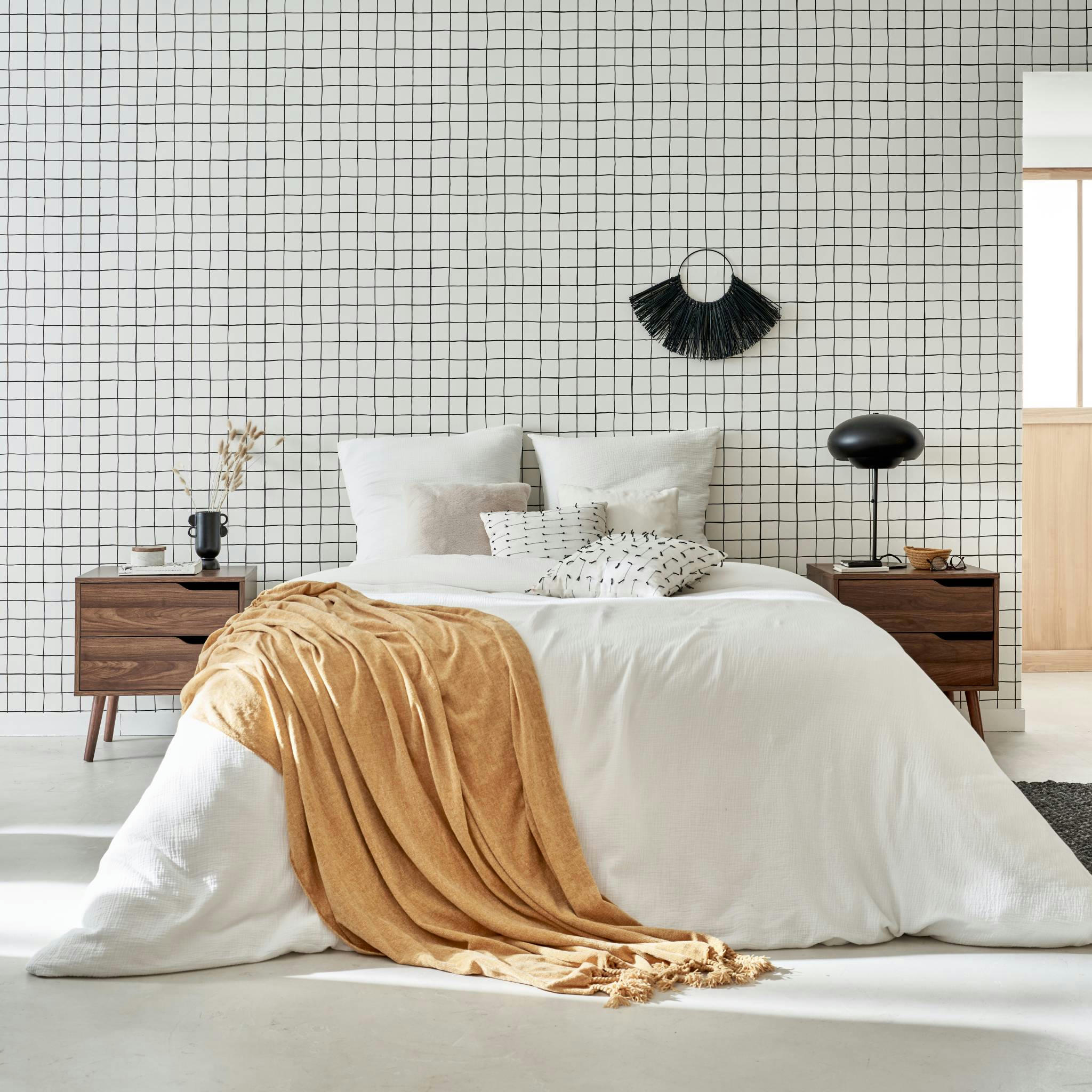 NEPAL - Lot de 2 tables de chevet décor bois teinté noyer