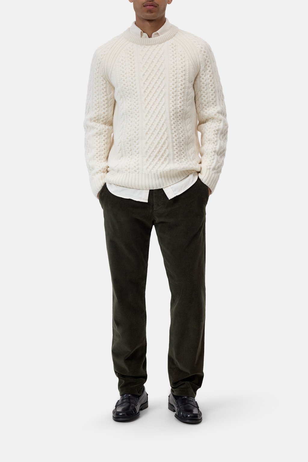 Woll-Pullover mit Zopfmuster