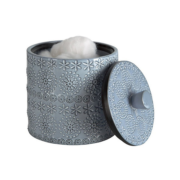 Boite àcotons Porcelaine RELIEF Gris Spirella