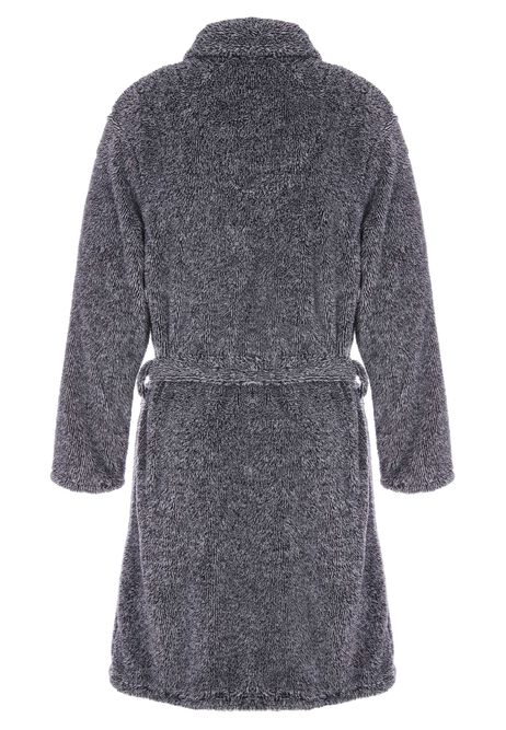 Mens Grey Shawl Collar Sherpa Dressing Gown