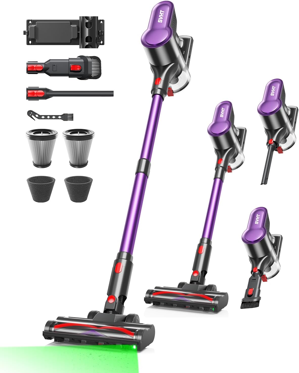 Cordless Vacuum Cleaner, 500W 45KPA 50Mins Stick Vacuum Cleaners for Home with LED Light, Self-Standing, Anti-Tangle Brush & 1.6L Dust Cup, Lightweight Vacuum for Pet Hair, Carpets, Hard Floors