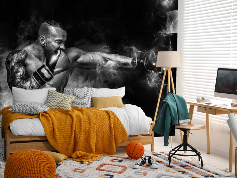 Fototapeta Trenujący bokser 100x70cm