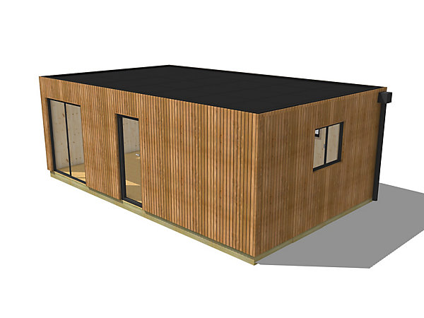 Bureau de jardin 4 saisons en bois 7,7 x 4,6 x 2,7 m / isolation RE2020 avec plancher isolé / menuiseries alu k-line