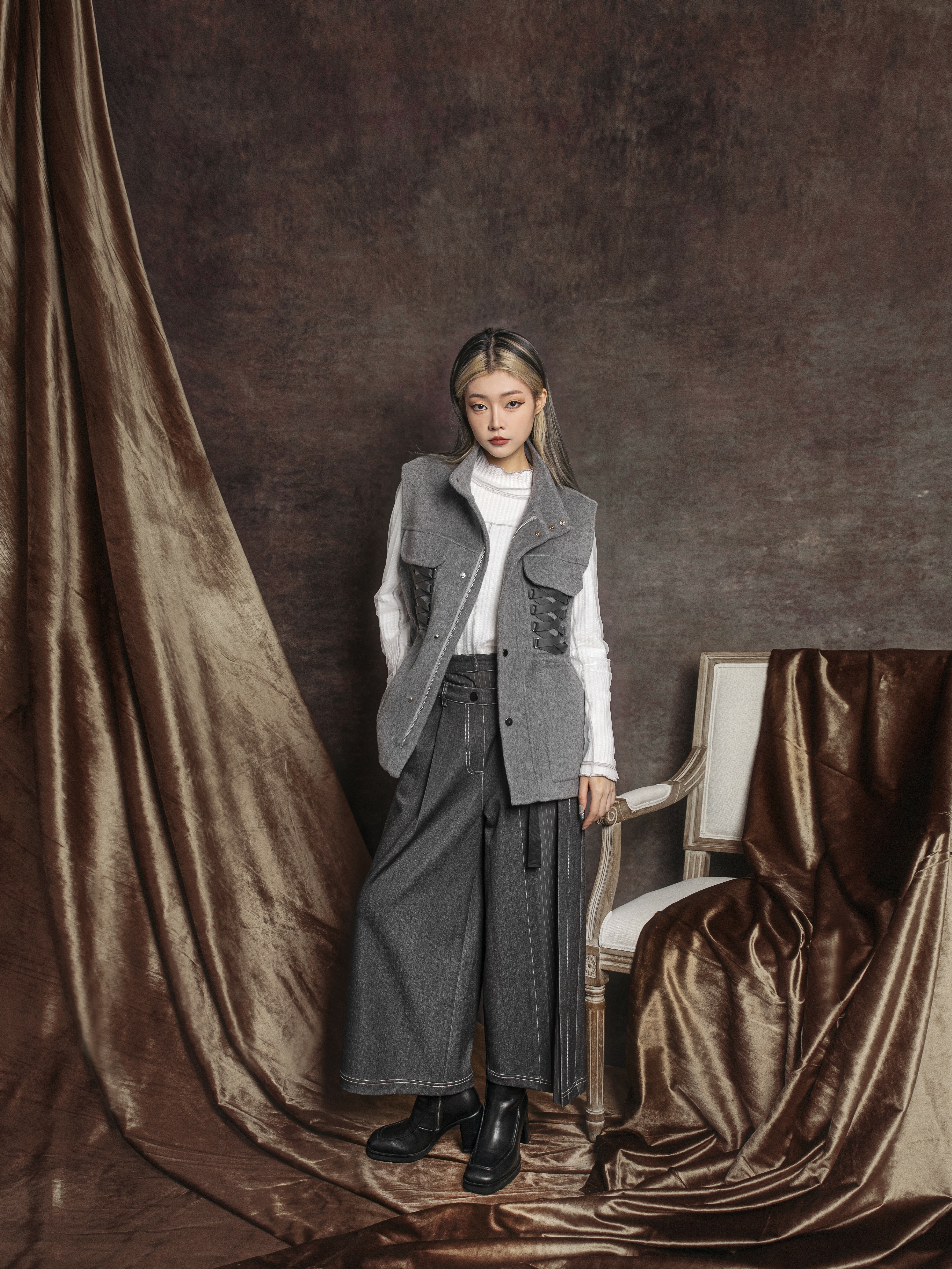 Asymmetric patchwork pants - 280D
