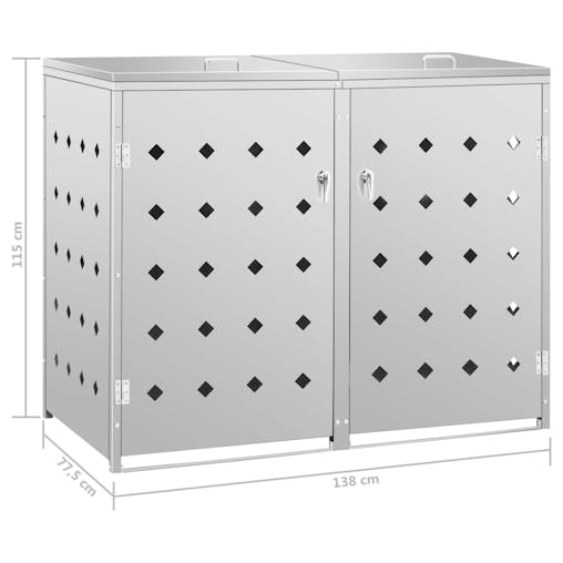 NNEVL Double Wheelie Bin Shed 240 L Stainless Steel