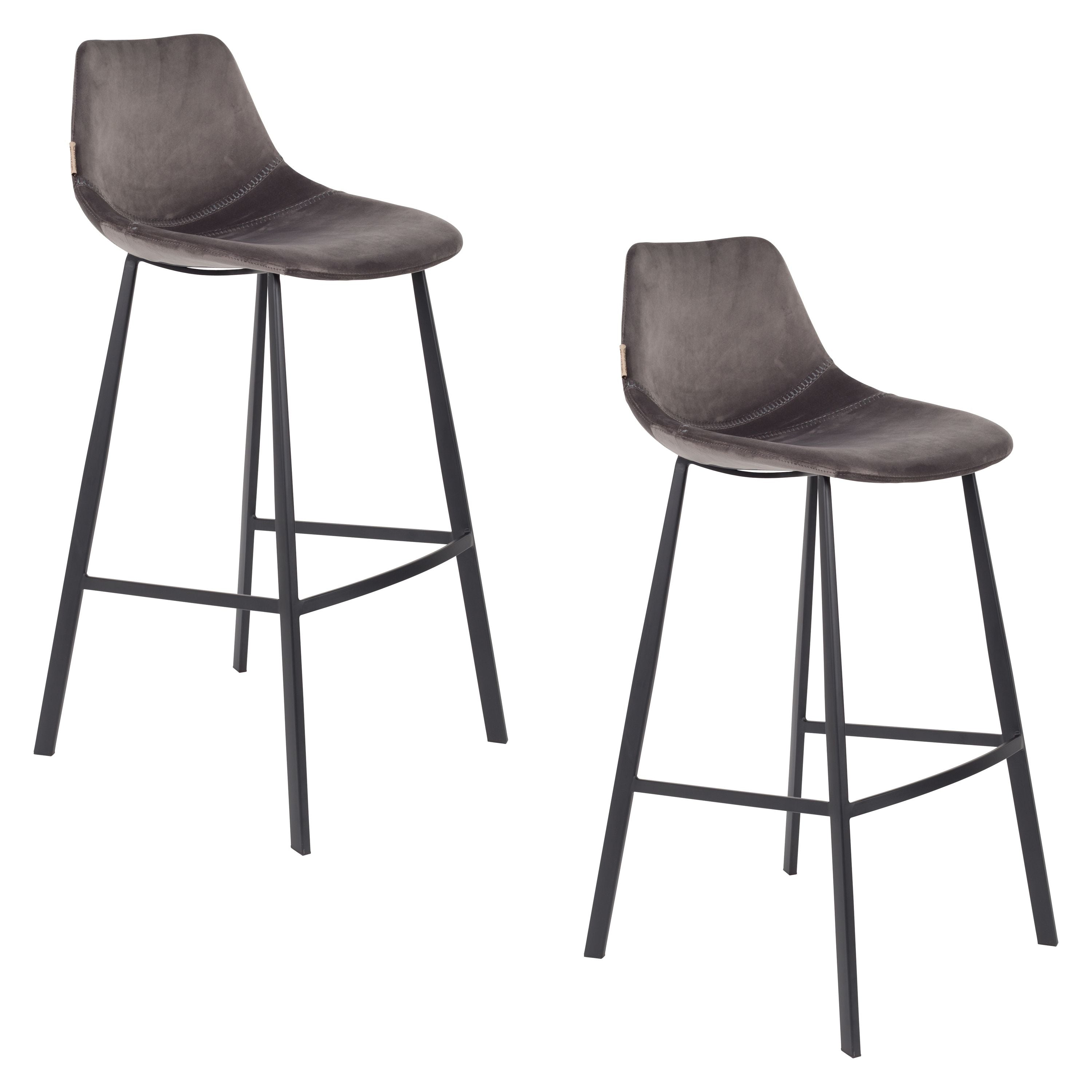 Dutchbone Franky Barkrukken rugleuning 80 cm Grijs - Set van 2