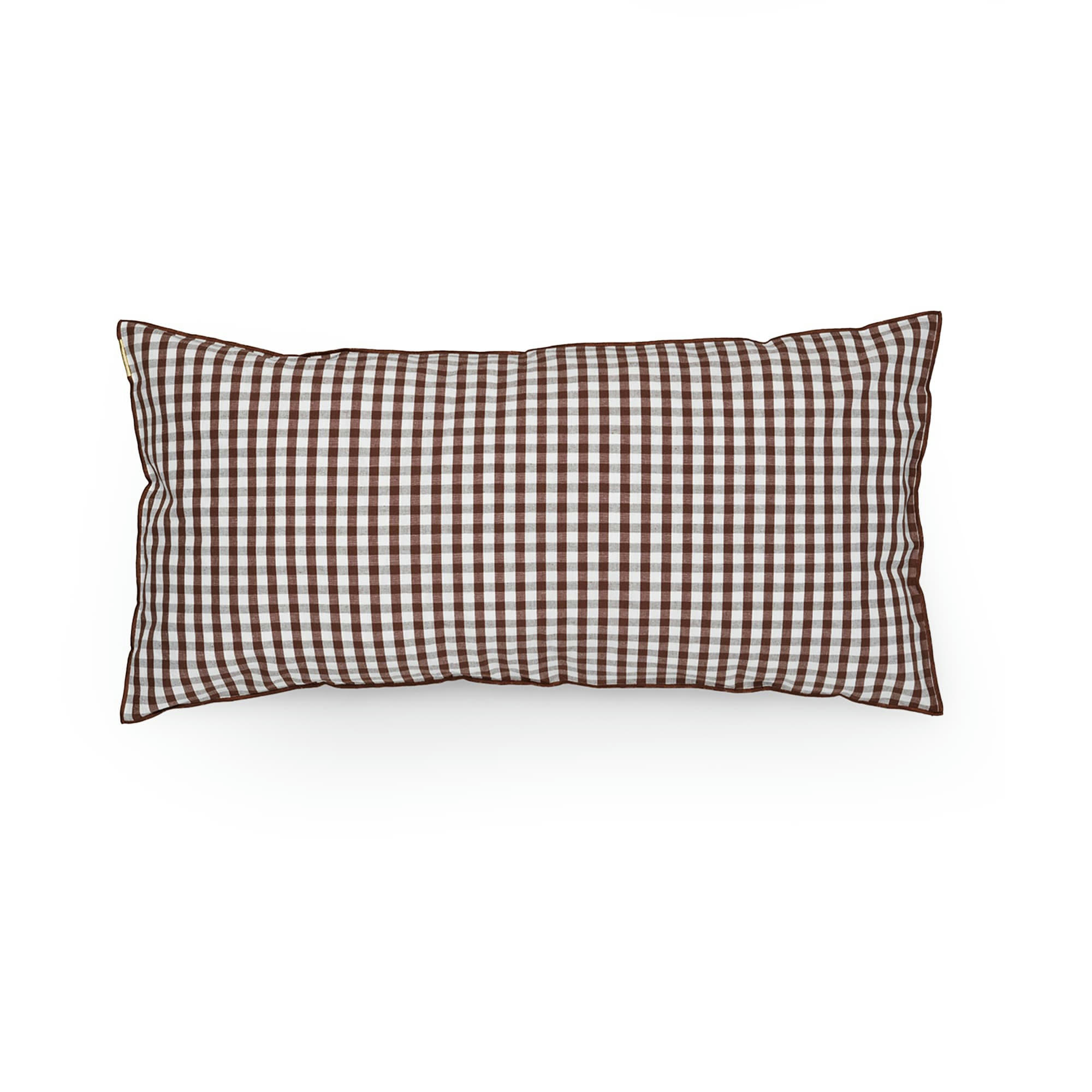 - Grand coussin déhoussable lin coton vichy vert câpre 45x90 cm