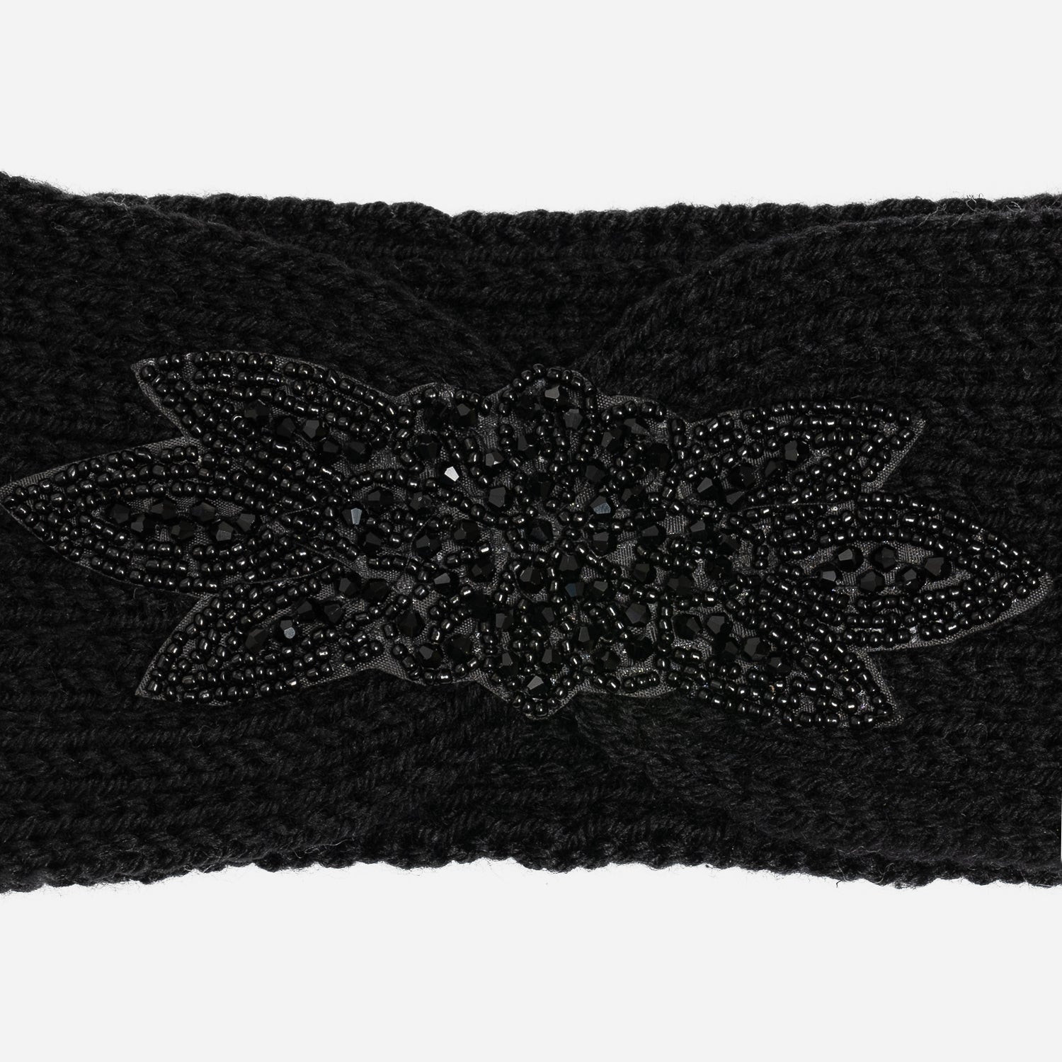 Headband TEXTO noir tricot décor brodé
