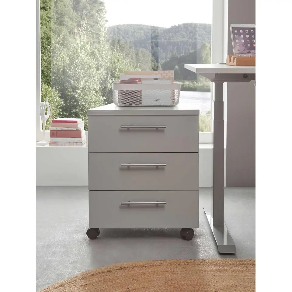 Ladeblok Ben - 3 lades - met wielen - lichtgrijs