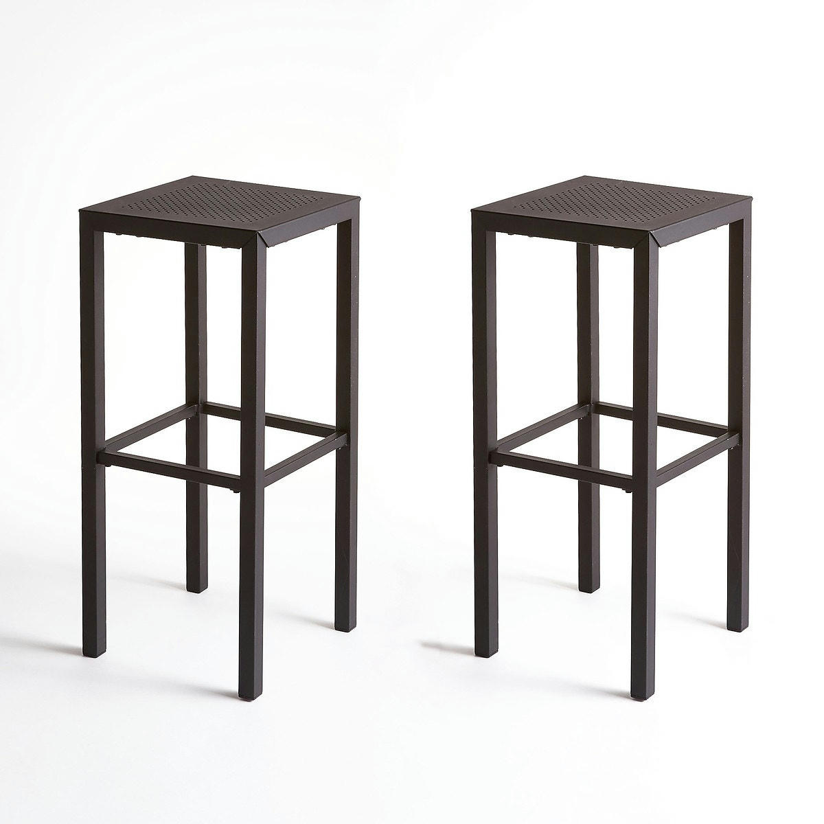 Lot de 2 tabourets de bar en acier perforé, Choe