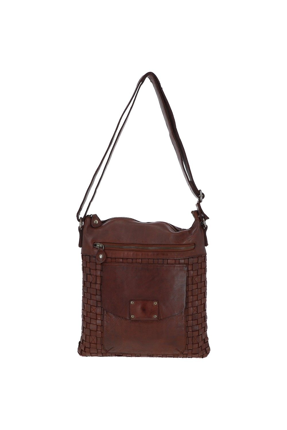 Ashwood Leather Estasi' Woven Classic Large Leather Vintage Crossbody Bag