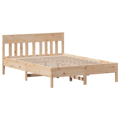 NNEVL Bed Frame with Headboard 150x200 cm Solid Wood Pine