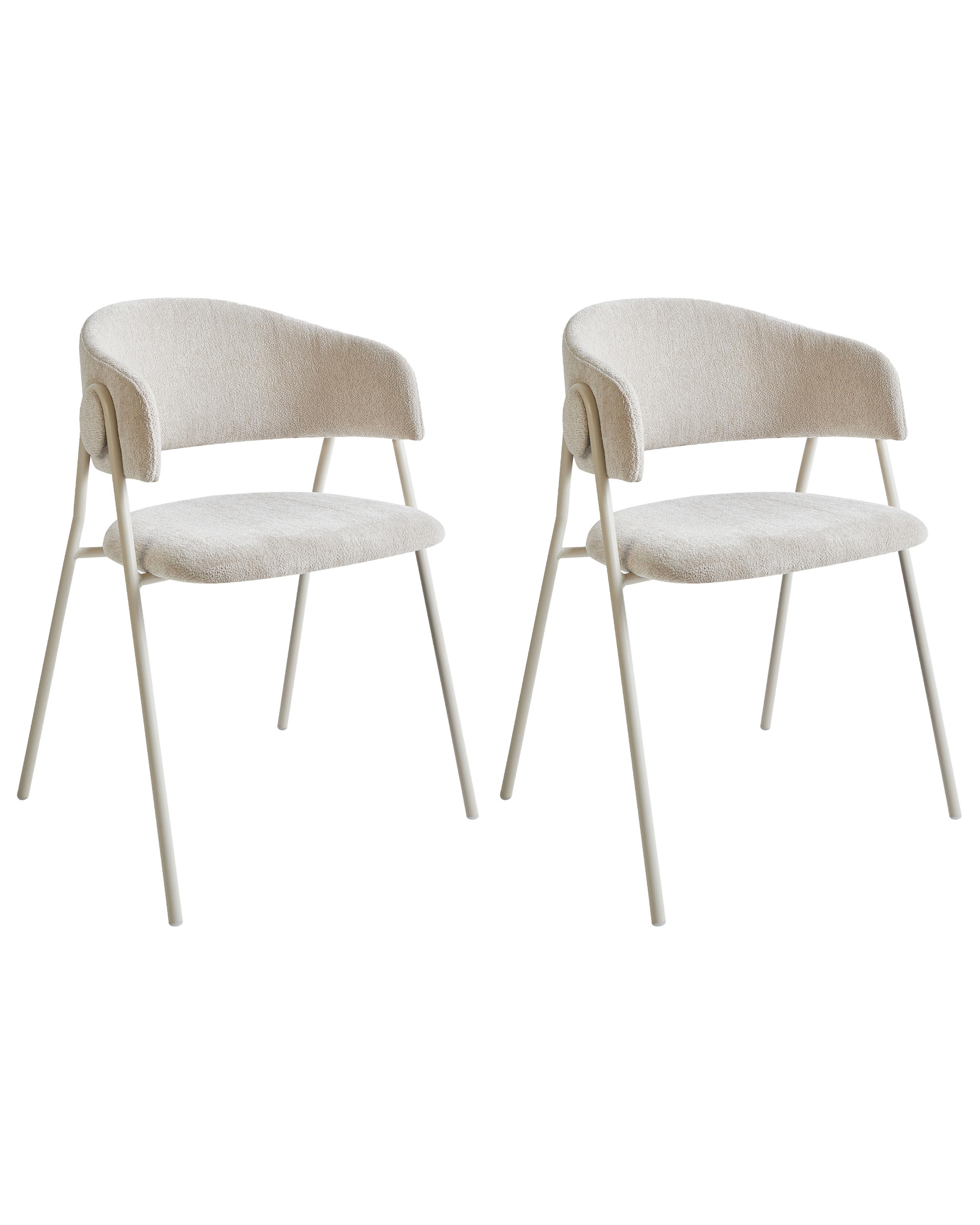 Set of 2 Dining Chairs ALANSON Chenille Light Beige