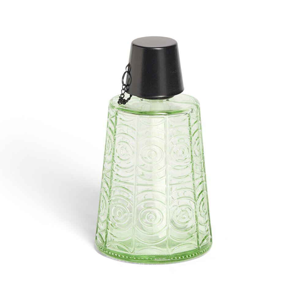 Torche de table pour huile citronnelle métal et verre vert Ø9xH16,5cm