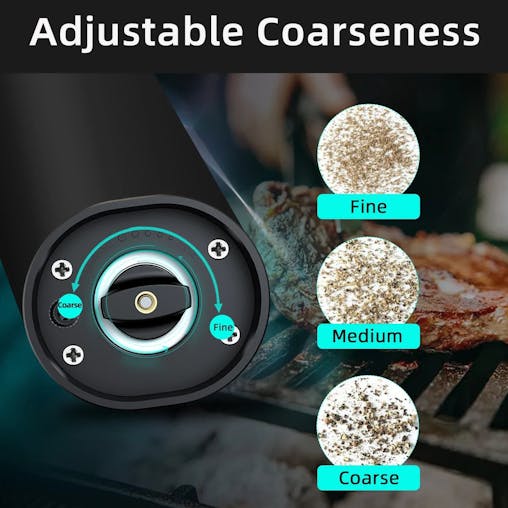 NNEOBA Electric Automatic Pepper and Salt Grinder with LED Light(1pc)