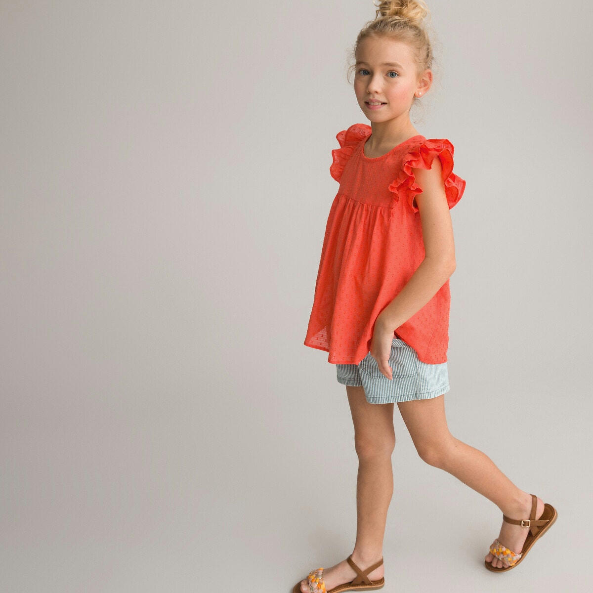 Blouse à volants en plumetis
