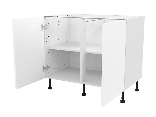 Meuble bas de cuisine avec 2 portes GoodHome Stevia blanc mat l.100 x H.72 cm