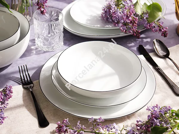 Serwis obiadowy na 12 osób (40el.) Bogucice - Base Black 1227