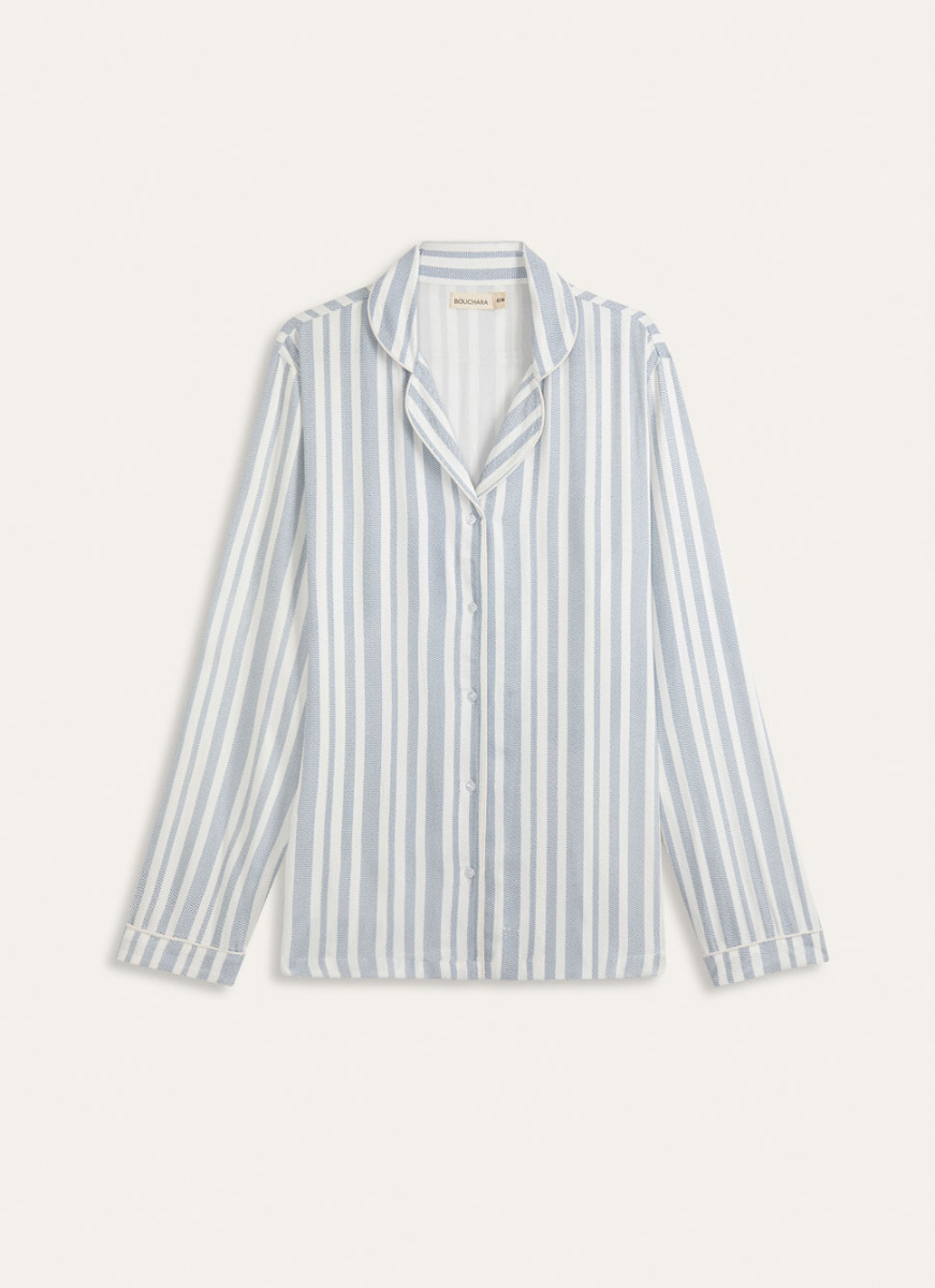 VESTE DE PYJAMA ÉCRU RAYURE NOIRE